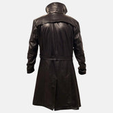 Fenrico Waist Belted Brown Leather Trench Coat